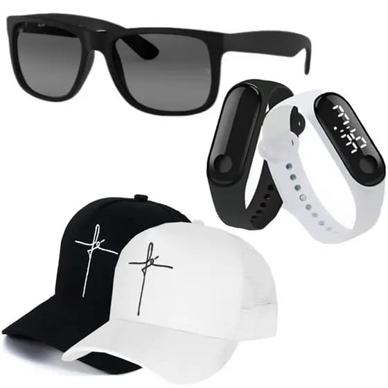 Kit Masculino Relógio Digital Esportivo + Boné Fé + Óculos de Sol Oferta