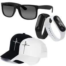 Kit Masculino Relógio Digital Esportivo + Boné Fé + Óculos de Sol Oferta