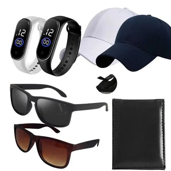 Kit Masculino Relógio M4+ Boné Liso+ óculos Premium + Carteira Couro Masculina