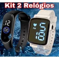 Kit Relógio Digital Masculino Feminino A Prova de Agua esportivo