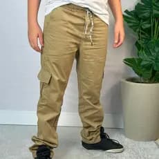 CALÇA CARGO INFANTIL JUVENIL MENINOS E MENINAS ELASTICO E CORDAO DO 10 AO 16 UNISSEX