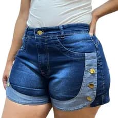 SHORTS JEANS PLUS SIZE BOTÃO LATERAL DO 48 AO 54