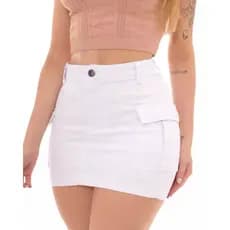 Saia Cargo Branca Curta Levanta Bumbum Com Elastano Moda Verão Blogueira Tendência