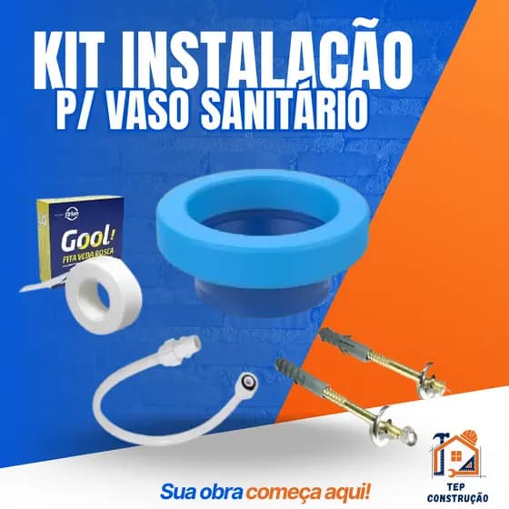 Kit Instalação para Vaso Sanitário Anel de Vedação + Parafuso + Rabicho + Veda Rosca