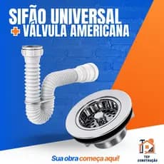 Valvula Americana Cromada + Sifão Sanfonado Multiuso Universal