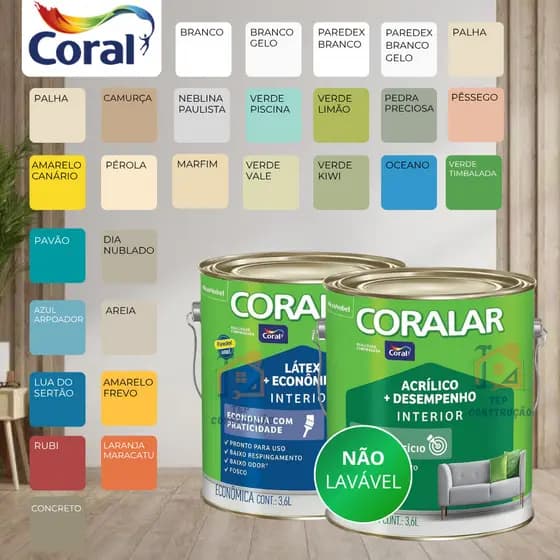 Tinta Coralar Acrilica Parede Anti Mofo 3,6 Litros Escolha Cor Fosco Interno Coral