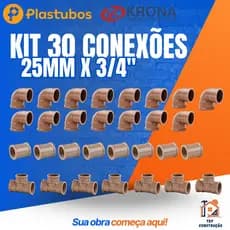 Kit 30 Conexão Pvc Hidraulico Soldavel Agua Fria 25mm 3/4 15 Joelho 8 Luva 7 Tee Alta Qualidade