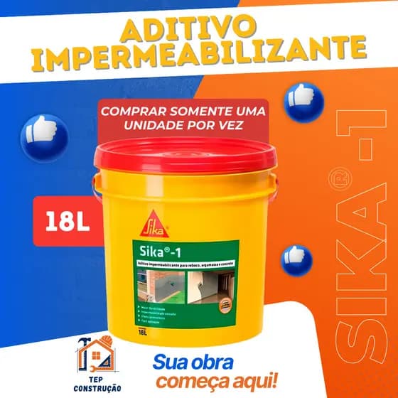 Sika 1 Balde 18L Aditivo Impermeabilizante Interno Externo para Argamassa Concreto