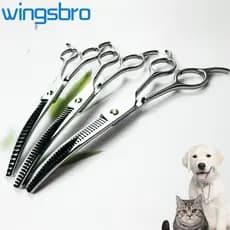 Wingsbro 7.5 Polegadas Prata Tesoura De Preparação Para Cães , Cucker De Tubarão Curvo Desbaste , Acessórios Cabelo De C