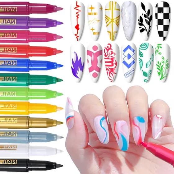 1Pc Arte De Unhas Desenho Grafite Caneta Gel Lápis Plástico À Prova D'água Pincel Oleoso Marcador Branco Manicure Ferramenta