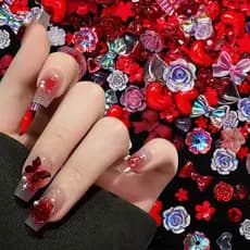 1000pcsred Bowknot Acessórios Em Forma De Coração Encantos De Unhas Suprimentos Material Decorações