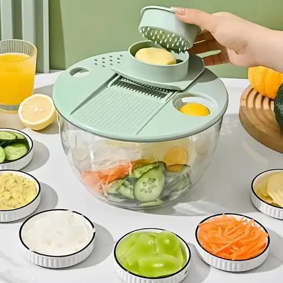 Secador de Salada Fatiador Cortador de Legumes Ralador Premium Multifuncional