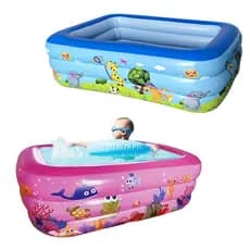 Piscina Infantil Inflável 300 Litros 3 Anéis Retangular 150cm Para Crianças Bebe