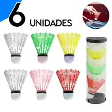 Kit 6 Petecas de Badminton Coloridas Resistentes Para Treino Iniciante e Profissional