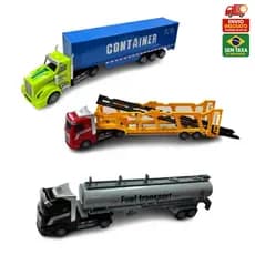Caminhão Miniatura Carrinho Container Tanque Reboque/Cegonha Caminhoneiro Metal E Plástico
