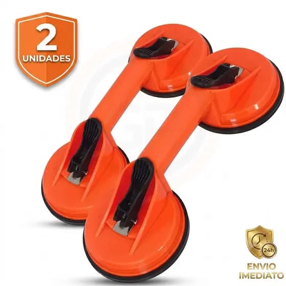 Kit 2 Ventosa Dupla P/ Vidros Metais Mármores Espelhos Pisos Porcelanato Até 80kg