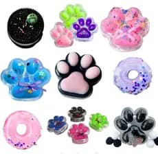 Kit Áte 4 Squishy Brinquedo Alívio Estresse Apertar Bichinho Macio Brinquedo Anti Stress TabaSquishy De Apertar