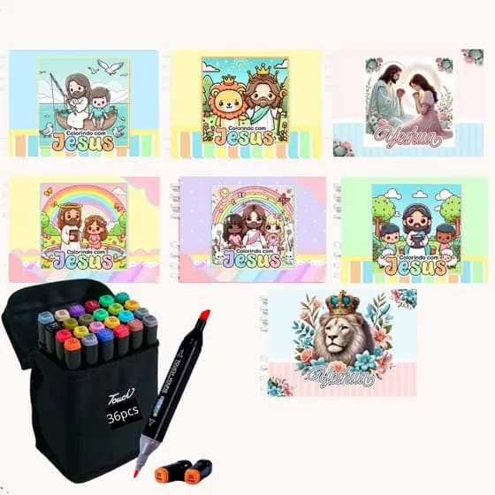 Livro de Colorir Cristão 50 Folhas Jesus Capa Dura Personalizado Coloring Book Caderno Desenho