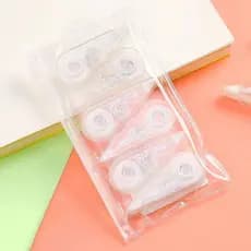 Kit com 6 Fitas Correção de corretivo transparente incolor Branquinho Papelaria Fofa Criativa