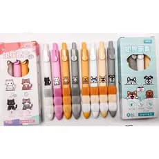 Kit 4 Canetas Gel Retrátil Soft Grip Gatinho e Cachorrinho Papelaria Fofa Escolar Escritório
