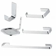 Kit Acessórios para Banheiro Luxo 5 Peças Stander Design Moderno Alta Qualidade e Durabilidade
