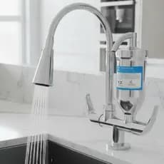 Torneira Filtro Cozinha Inox Cromado purificador Vela Carvão Ativado bancada bica Flexivel 2 jatos