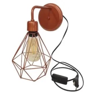 Luminária de Parede Vintage com Interruptor - Abajur de Parede Diamante Industrial - Arandela Retrô