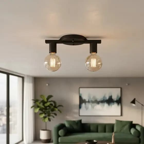 Luminária de Teto Clean - Lustre Trilho Moderno para 2 Lâmpadas