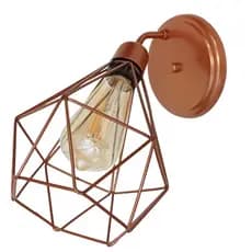 Arandela Curva Industrial - Luminária de Parede Retro Aramado Diamante.