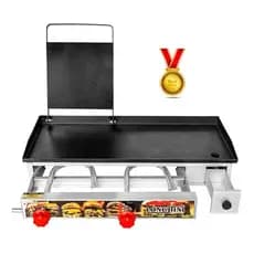 Chapa Chapeira De Lanches Hamburguer Porções Hot Dog Borda Alta Luxo  70x30cm Com Prensa
