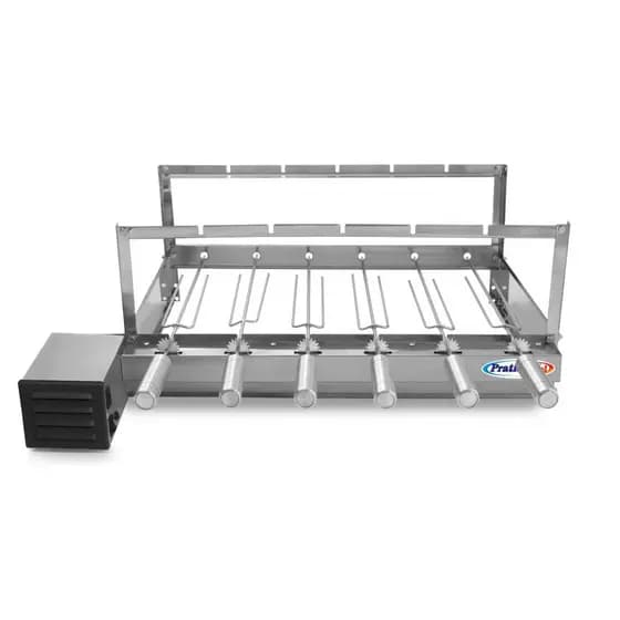 Churrasqueira Gira Grill Giratório 6 Espetos Inox Elétrica