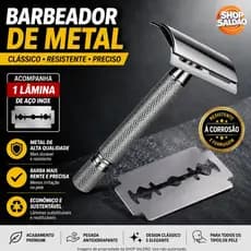 Aparelho Barbear de Metal contém 1 Lâmina para Navalha Barbeador Masculino Profissional