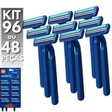 Barbeador Descartável com 48 ou 96 Peças Aparelho de Barbear 2 Lâminas e Fita Lubrificante Unisex
