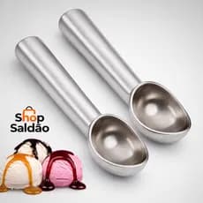Kit 2 Colher de Sorvete Profissional Pegador Boleador Alumínio 17cm Colher Sorvete Inox Cozinha