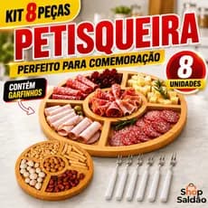 Petisqueira Redonda Frios Queijo c/ Encaixe Ramekin Garfinhos Gamela de Madeira Escolha Variação