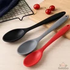Kit 2 Colher de Silicone Grande Colheres de Arroz Cinza Preto Vermelho para Panela Itens de Cozinha