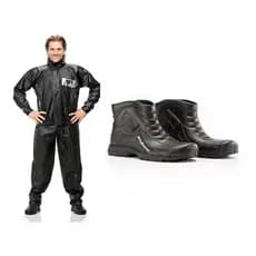 Kit Capa De Chuva Moto Pvc + Bota Pantaneiro Imp Motoqueiro