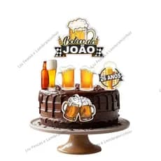 Topper Topo de Bolo Personalizado C/ Nome E Idade Boteco Buteco Bar