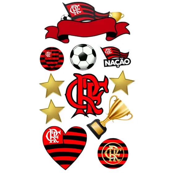 (Topper) Topo de bolo do FLA personalizado para festa