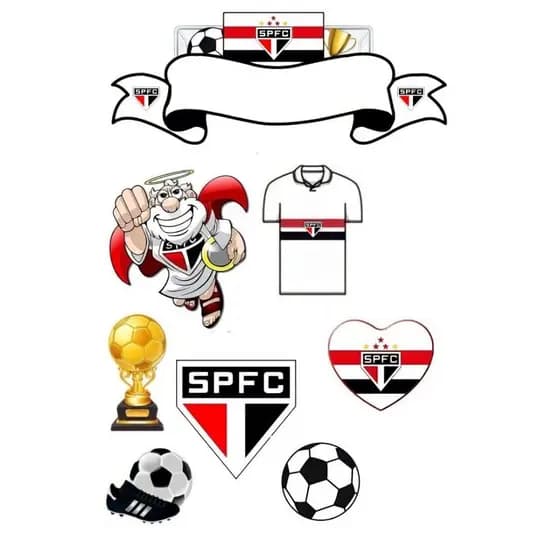Topo Topper de Bolo Time São Paulo Personalizado Nome Idade