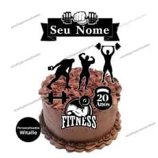 Topo Topper De Bolo academia masculino ginastica Personalizado Colado