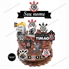 Topo de bolo Topper de aniversário Corinthians
