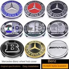 75mm Para Mercedes Benz Roda Hub Capa Série Completa Modificação Calotas Preto Prata Trigo Centro