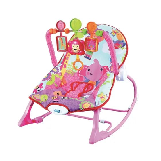 Cadeira Descanso Bebe Musical até 18kg Vibracao Balanco Conforto New Funtime Rosa Maxi Baby