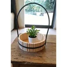 Kit Cesta Fraldeira Redonda Madeira de Pinus 20cm kit com 10