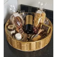 kit com 5 cestas sem alça  redonda madeira sintética 30 cm perfeitas para cesta de mesa e presentes