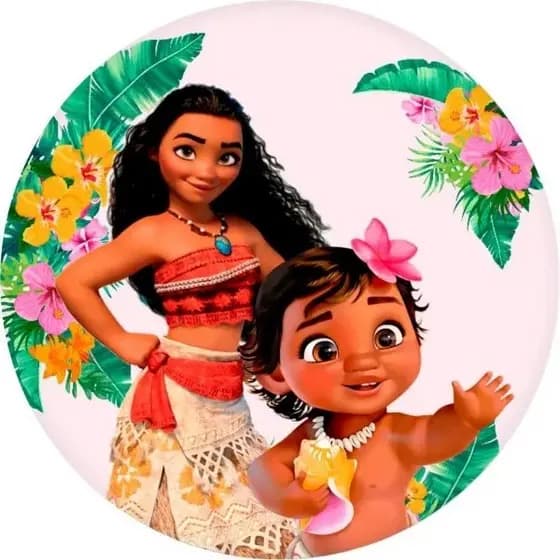 Painel Redondo Moana 50x50 tecido sublimado com elástico Leia a Descrição!!!