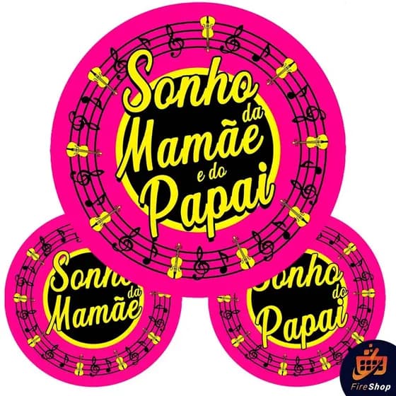 Painel Redondo 50x50 de Festa em Tecido 3D Sublimado Sonho da Mamãe e do Papai
