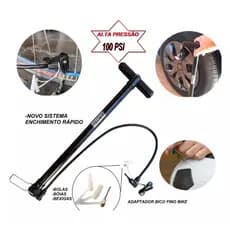 Bomba De Ar Encher Pneu Bike Moto Carro Bolas Alta Pressão