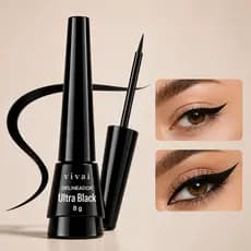 Delineador Líquido Vivai Ultra Black 8g Preto Intenso Longa Duração Secagem Rápida Pincel Fino Profissional Ri Mel